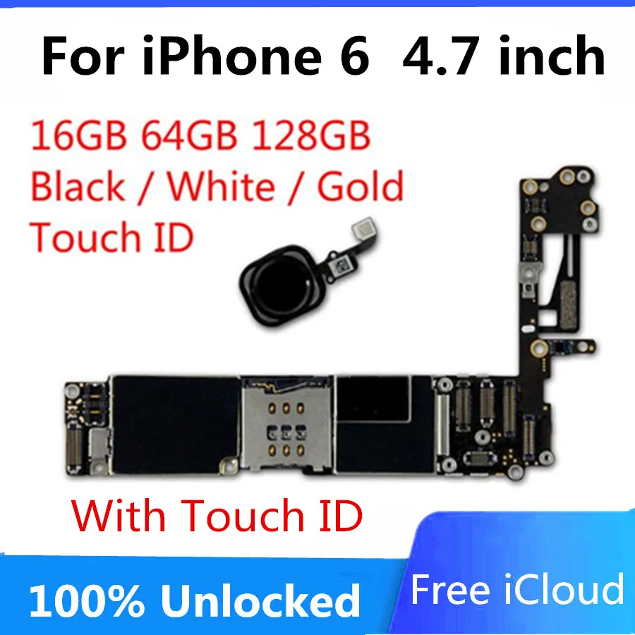 16 Гб/64 Гб/128 ГБ для iphone 6 4 7 дюймов материнская плата с/без Touch ID разблокирована