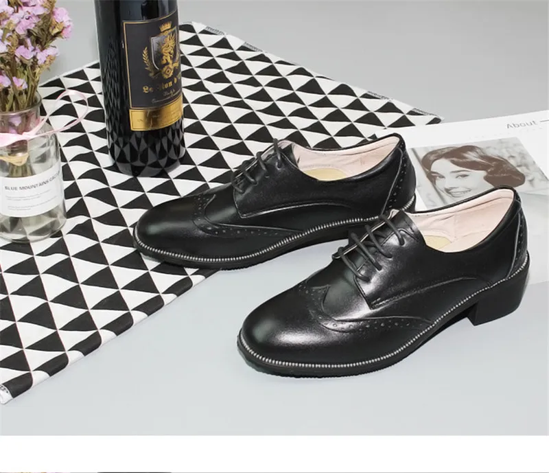 Г., новые весенние женские туфли-лодочки в британском стиле женские туфли-оксфорды из натуральной кожи на высоком каблуке, винтажные туфли-лодочки с резным узором женская обувь