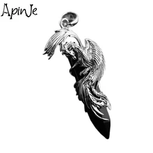 Apinje – pendentif en argent Sterling 925 pour hommes, collier en pierre d'onyx noir, bijoux thaïlandais en argent