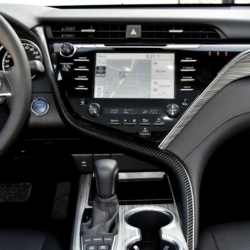 Для Toyota Camry карбоновая внутренняя центральная консоль формовочная крышка- 1 шт. крышка рамка отделка автомобильные аксессуары