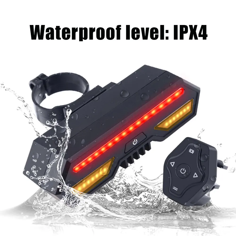 Bike Tail Light with Turn Signals Wireless Remote Control Bicycle Tail Light Safety Brake Lights and Warning Light 2200mAh USB