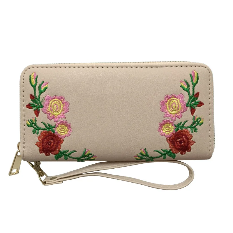 wallet light pink Горячая Распродажа, модный кошелек с вышитыми цветами, сумки, женские Сумки из искусственной кожи, женские клатчи, кошельки, сумка - Цвет: wallet light pink