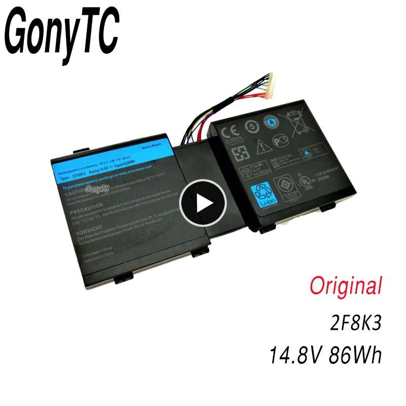 2F8K3 ноутбук Батарея для DELL для Alienware 17 18(ALW18D-1788) M18X M17X R5 R3 2F8K3 0KJ2PX G33TT 14,8 V 86WH
