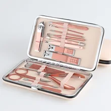 16 шт./компл. Нержавеющая сталь золотых розов, ногти Ножи нейл-арта щипчики для ногтей сшитый костюм косметологии красивый маникюр набор инструментов