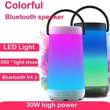 

Bluetooth speaker colorful portable High power 30W outdoor TF card wireless speaker 360 lights LED 3D Stereo subwoofer soundbar