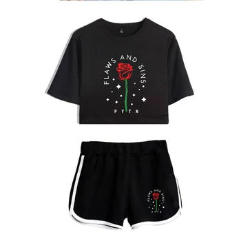 

Harajuku Cool New 2020 Web celebrity payton moormeier PYTN Print Women Two Piece Set Shorts+lovely T-shirt Hot Sale Clothes