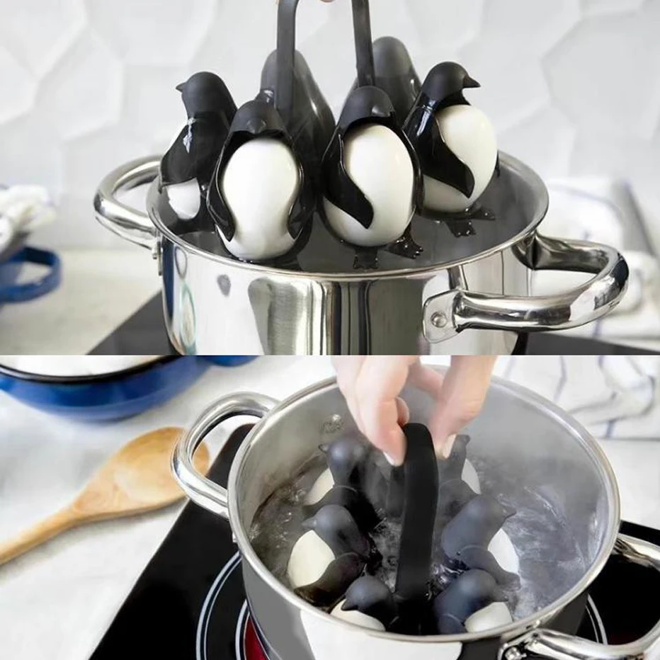 Cute Penguin Shape Egg Holder Rack KItchen Boiled Egg Cooker Heat Resistance Storage Shelf for Cooking and Fridge Storage