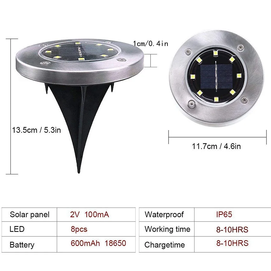 Solar ao ar Solar do Gramado do Jardim Caminho da Em-terra Luzes da Escada Thrisdar Luzes Branco Quente Livre Lâmpada Solar Passo Convés Calçada 8 Led 3 High Quality Luzes e Iluminação
