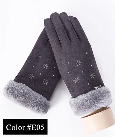 E05 ECOBROS классические Luvas de inverno женские модные зимние для активного отдыха, спортивная теплая перчатки, однотонные перчатки с сенсорным экраном Guantes - Цвет: E05