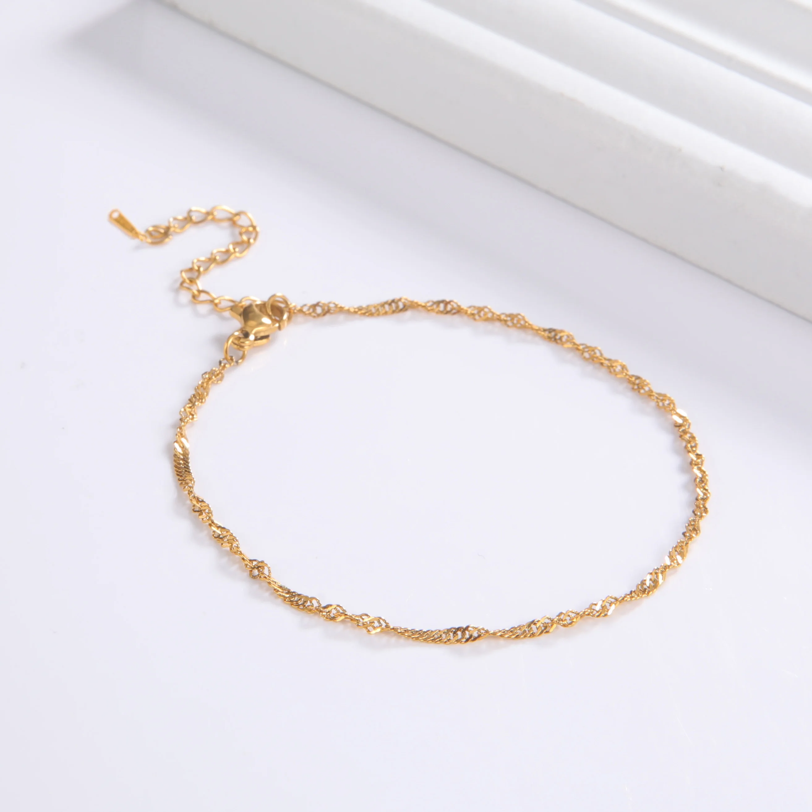 Skyrim Fashion Twist Water Wave Leg Ankle Bracelet Stainless Steel Beach Foot Chain Anklet Jewelry For Women Girls