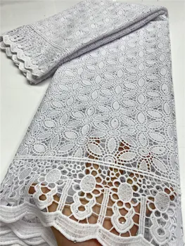 

XIYA African Guipure Lace Fabric 2020 High Quality Lace Pure White Nigerian Water Soluble Cord Lace For Wedding Sewing QF3557B-1