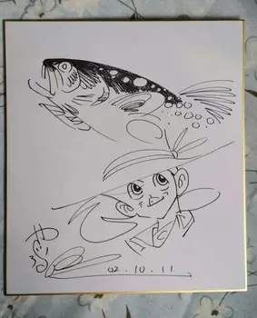 

hand drawn Yaguchi Takao autographed Shikishi Card Tsurikichi Sanpei 27*24 11A