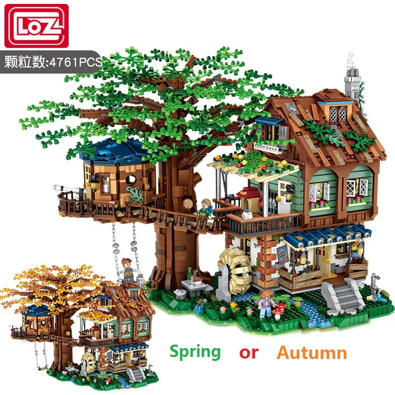 2in1 LOZ  Blocks Educational Toy Tree House Spring Or Autumn Brinquedos Building Bricks for Kids Gifts Birthday Present 1033