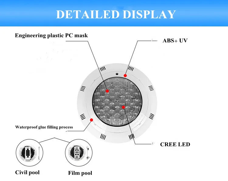 20W 30W 40W 50W 60W 70W LED Underwater Swimming Pool Lights RGB Color Changing AC12V IP68 Waterproof Lamp with Remote Controller submersible led lights with remote