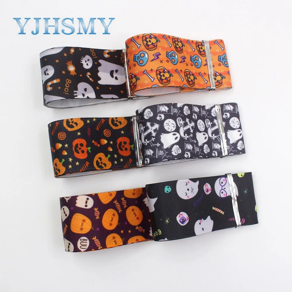 

YJHSMY I-19729-1717 ,38mm 10yards Halloween pattern thermal transfer grosgrain ribbon, gift wrap DIY handmade material