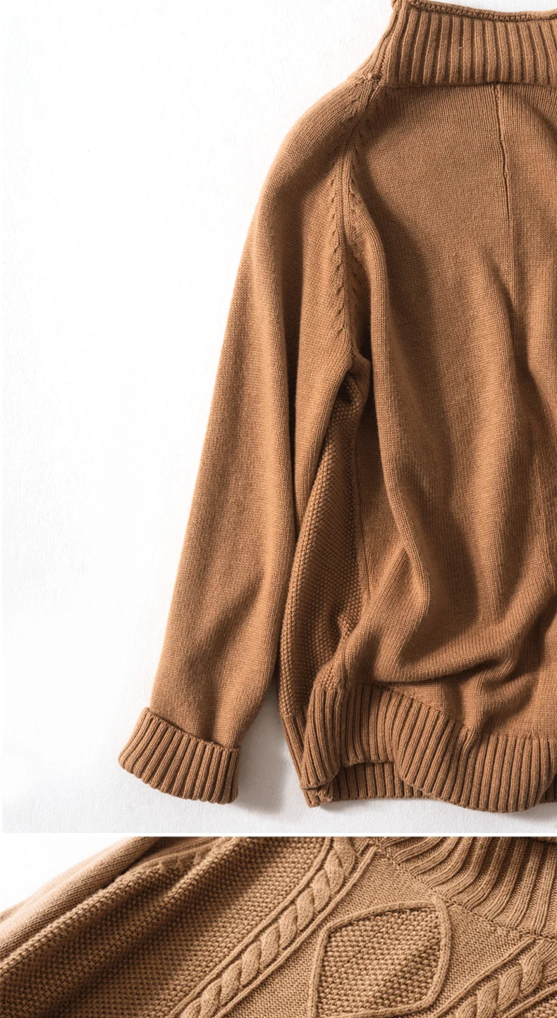 Lafarvie зимний свитер с высоким воротом из смешанной шерсти Женские топы полный толстый Свободный пуловер Женский 3 цвета Warm теплый вязаный джемпер