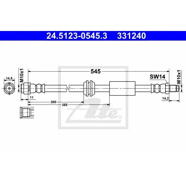 Шланг торм MER W164/X164 4.5/5.0/2.8CDI-4.5CDI 05- пер L/R L=545
