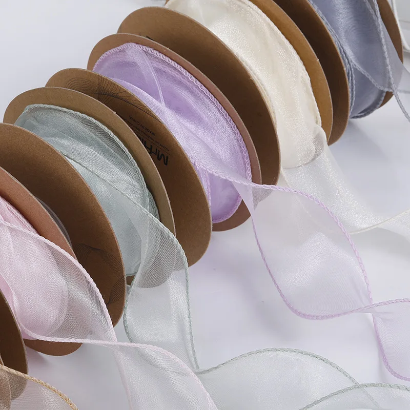 10 Yards Color Fishtail Yarn Ribbon Bouquet Packing Material Fresh Flowers Baking Overwrap Ribbon Wave Chiffon Yarn Gift Strap