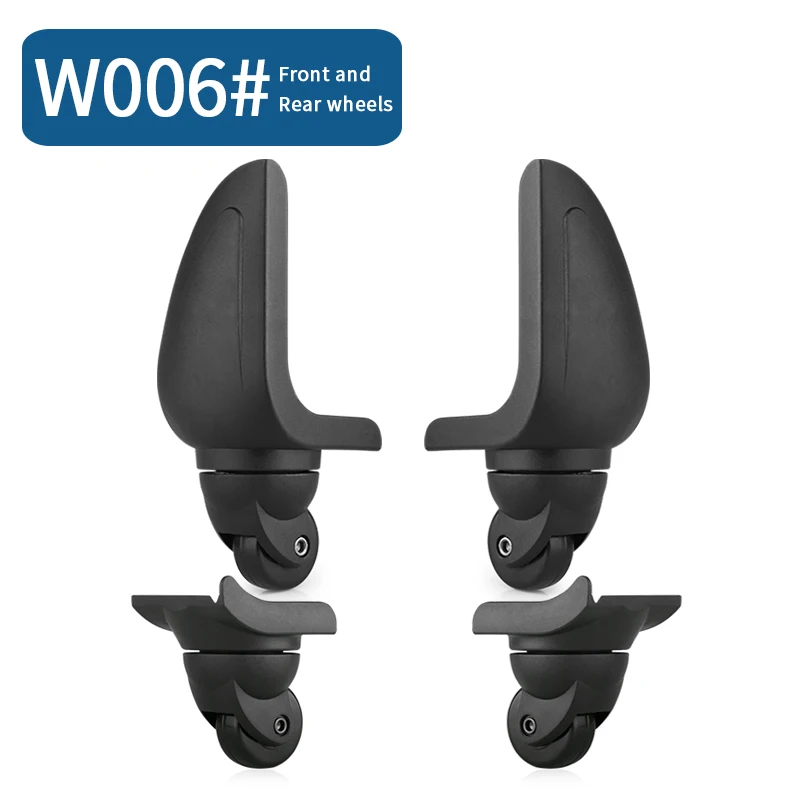 W006(4 Wheels)Black Сменные колеса для багажа, чемодана, продукт, дорожная сумка, колесики для ремонта, износостойкая тяга, коробка, багажные колеса - Цвет: W006(4 Wheels)Black