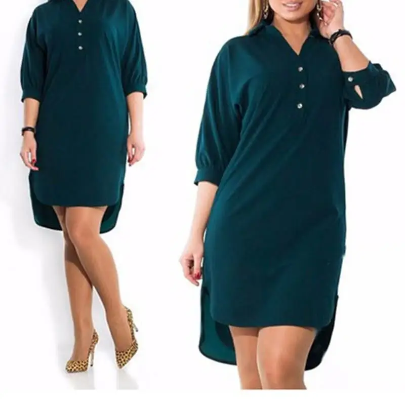 5Xl 6Xl модные женские платья размера плюс, осенние платья с отложным воротником и разрезом, синее сексуальное платье-рубашка большого размера