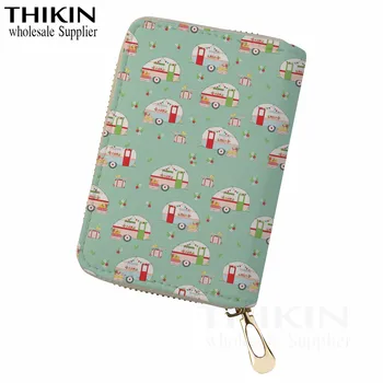 

THIKIN Christmas Cam-per Print Prevent Card Organizer for Ladies Cartoon Female Fashion Id Card Cover Loss Prevention Organizer