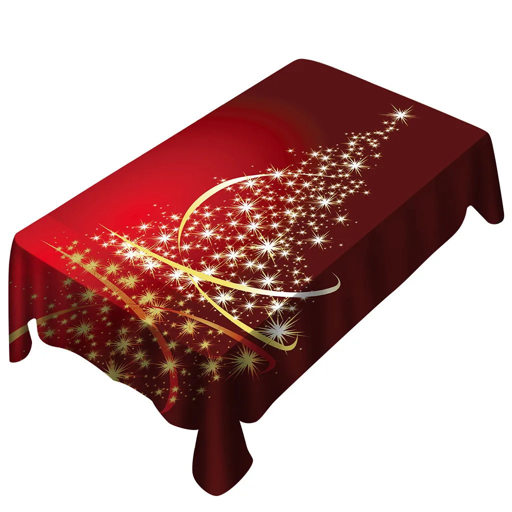  Christmas Table Cloth Rectangle Tablecloths On The Table Print Xmas Tree Table Cover Kitchen Home D