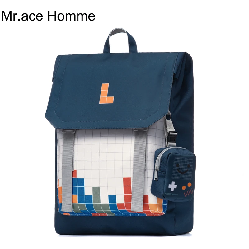 Синий большой рюкзак для ноутбука 15 дюймов в стиле игры женская школьная сумка