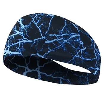 

SEWS-Gym Sports Absorbent Sport Sweat Headband Elastic Sweatband For Men And Women Yoga Hair Bands Head Sweat Bands—Blue