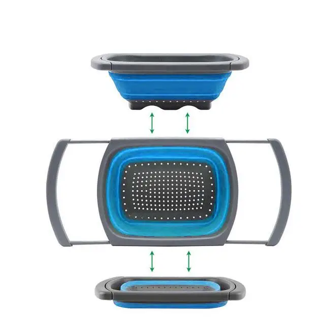 Складной дуршлаг силиконовый слив фильтрующие сетки мойка для фруктов и овощей фильтры сито Раковина фильтр дропшиппинг кухонные инструменты - Цвет: Синий