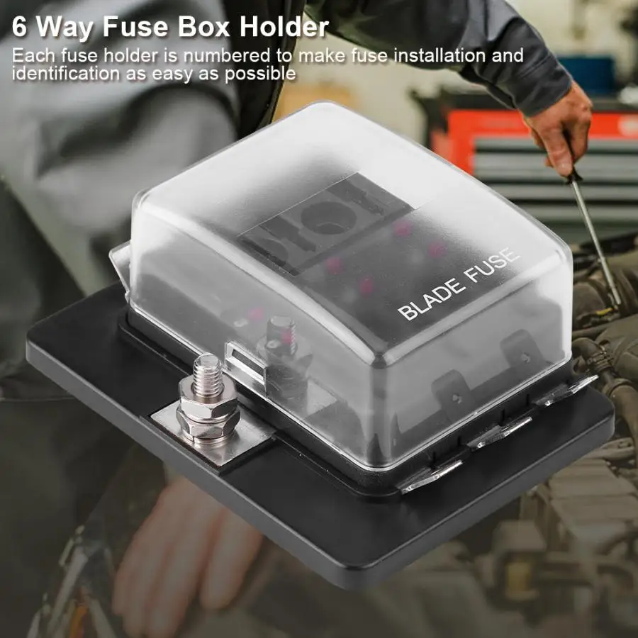 

blade fuse Car Boat 6 Way DC 10-32V Blade Fuse Box Holder With LED Warning Light fuse adapter