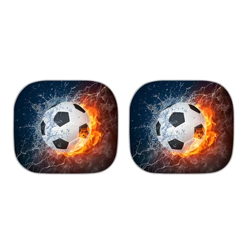 

2-piece Auto Windshield Sunshade Soccer/basketball/football on Fire And Water Reflective Sun Shade for Car Cover Visor Anti-UV