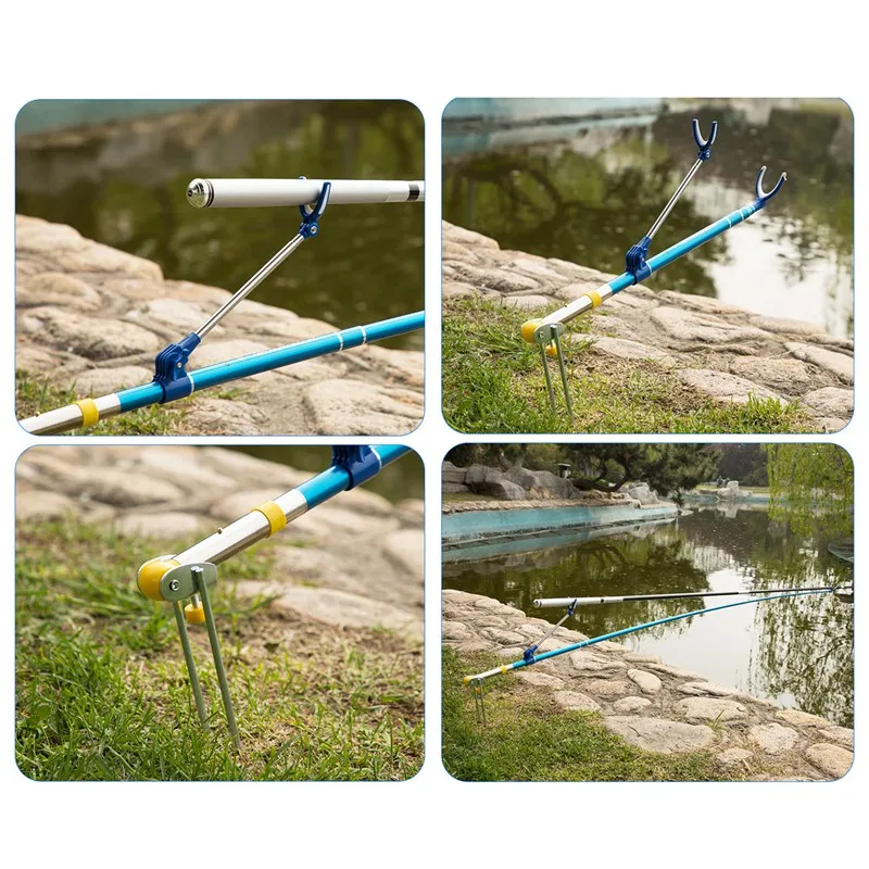 

1.7M 2.1M 2.4M Fishing Rod Stand Bracket Angle Adjustable Ground Fishing Pole Racks Telescoping Fishing Rod Holder Rest Mount 2