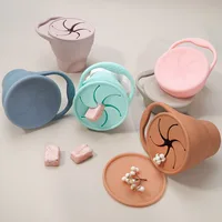 Baby Feeding Cups Food Storage Baby Foldable Snack Cup Travel Portable Pacifier Box Cup with Handle Silicone 2021 New 2