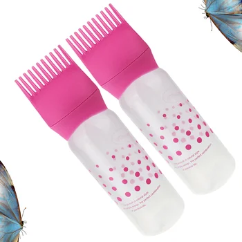 

2pcs Colorful Hair Dye Bottles Hairdressing Hair Applicator with Scale Lines Hairdressing Hair Dye Bottle for Home Salon(Pink)