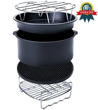 

Air Deep-Fried Pot Accessories 7-Inch Baking Basket Grill Rack and Pizza Pan Applicable to 7in5 3.5QT-5.8