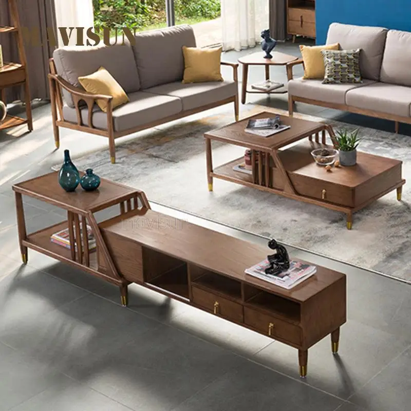 Minimalist Rectangle Coffee Table And Tv Stand Combination Living Room