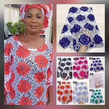 

2019 Latest French Nigerian Laces Fabric High Quality Rhinestones Tulle African Laces Fabric Wedding African French Tulle Lace