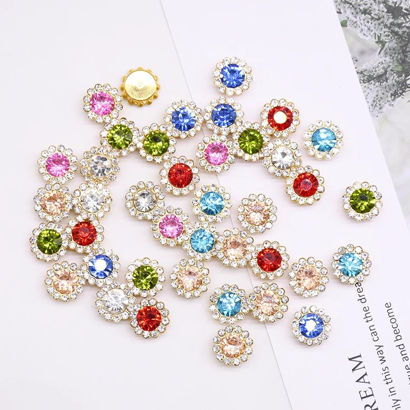100 Claw Cup Glass Rhinestones Strass Shiny Crystals Stones Trim Gold Base Sew on Rhinestones For Clothes DIY Sewing Accessories