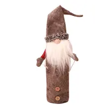 Рождественские украшения безликие куклы бутылки для вина набор шампанского вышивка старые сумки для игрушек праздничное платье