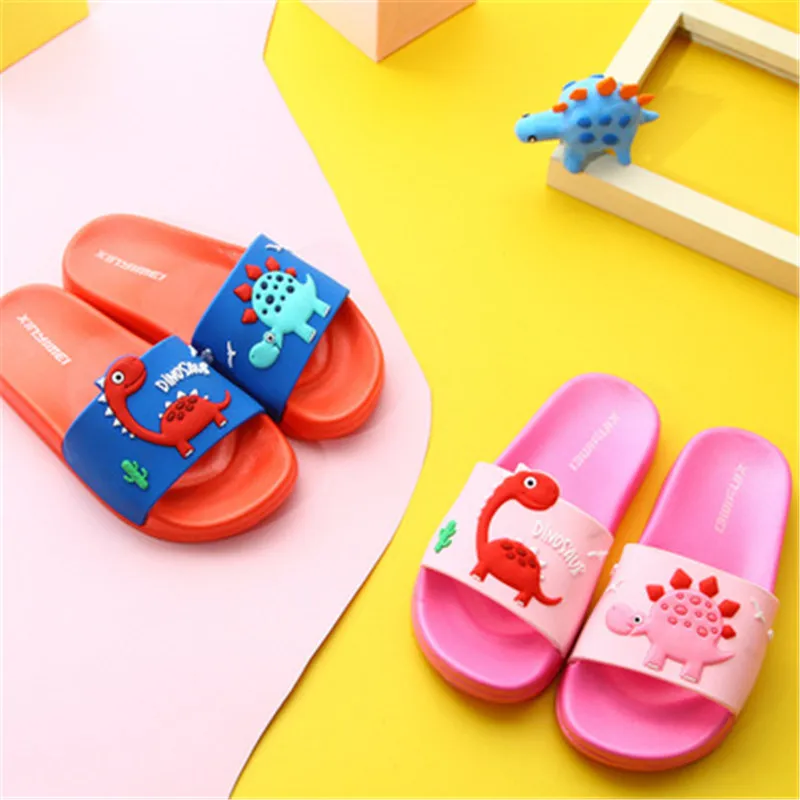 boy sandals fashion Summer New Dinosaur Slippers Boys And Girls Home Anti-skid Cool Flip Flops Cartoon Cute For Kids children's sandals near me