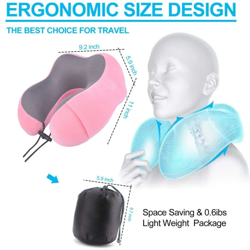 Портативная подушка для шеи из пены с эффектом памяти с маской для глаз, беруши и сумка для хранения поддерживает шею голову для самолетов автомобилей