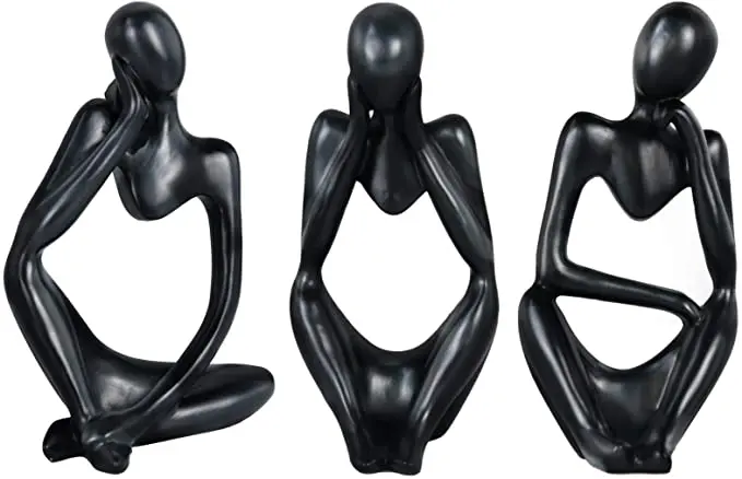 

The Thinker Statue Abstract Sculpture Resin Statues for Home Decor Modern Home Office Shelf Desktop Bookshelf Decor Set of 3