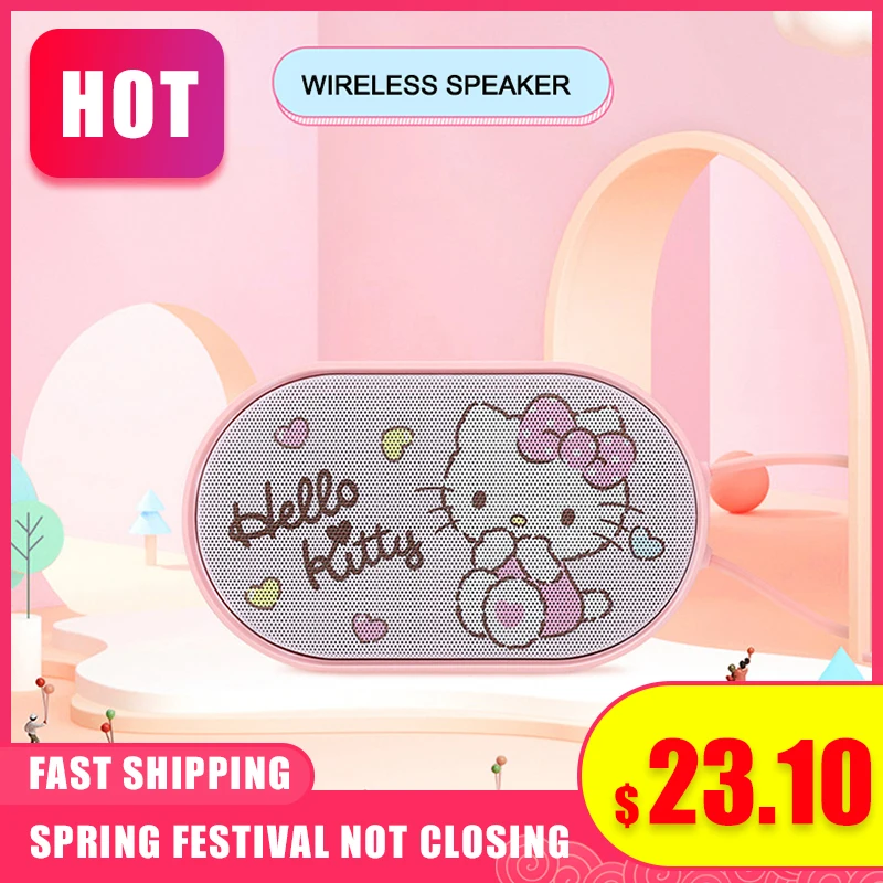 Hello Kitty Wireless Bluetooth Speaker Cute Cartoon Portable Outdoor Wireless Speaker Support TF Card AUX Bluetooth 5.0 Speakers