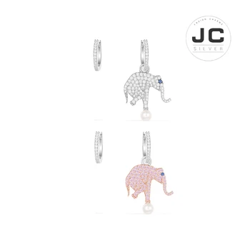 

New Fashion Charms Silver 925 Original Copy Jewelry,Asymmetric Mini Equilibre Elephant Earrings With Pearls For Women With Logo