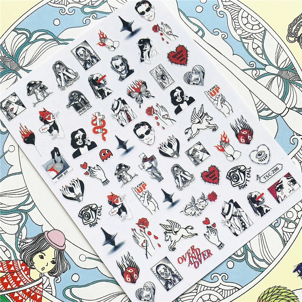 TSC-293 TSC-287 Japanese cartoon anime clown character 3D Back glue Nail Art Stickers Decals Sliders Nail ornament decoration