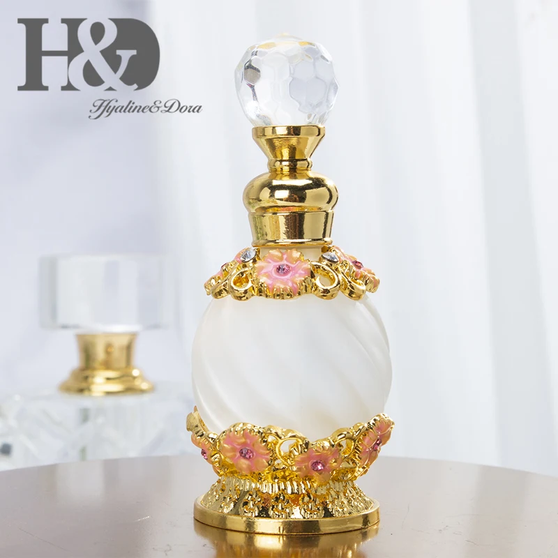 H& D Женская мода 15 мл Необычные ретро круглые пустые флаконы для духов античный розовый цветочный узор многоразовый ароматизатор контейнер Декор