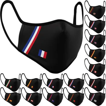 

National Flag Mascarillas Cotton Emblem Black Mask Reusable Washable Face Mask Protective Dust Windproof Adult Kids Mouth Caps