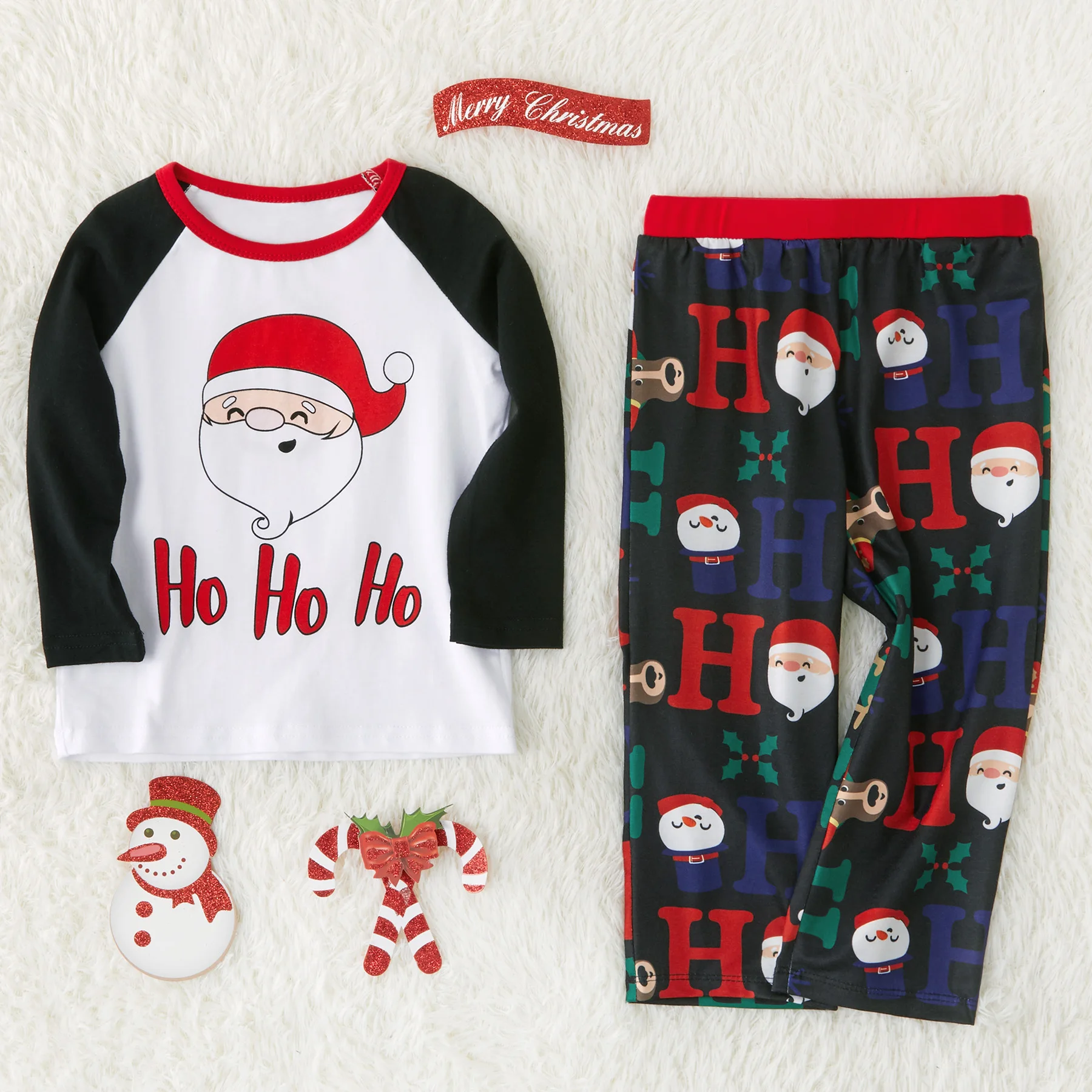 PatPat Happy Santa Fmaily; пижамы на Рождество; сезон осень-зима; Повседневная рубашка с длинными рукавами и круглым вырезом; с надписями и героями мультфильмов