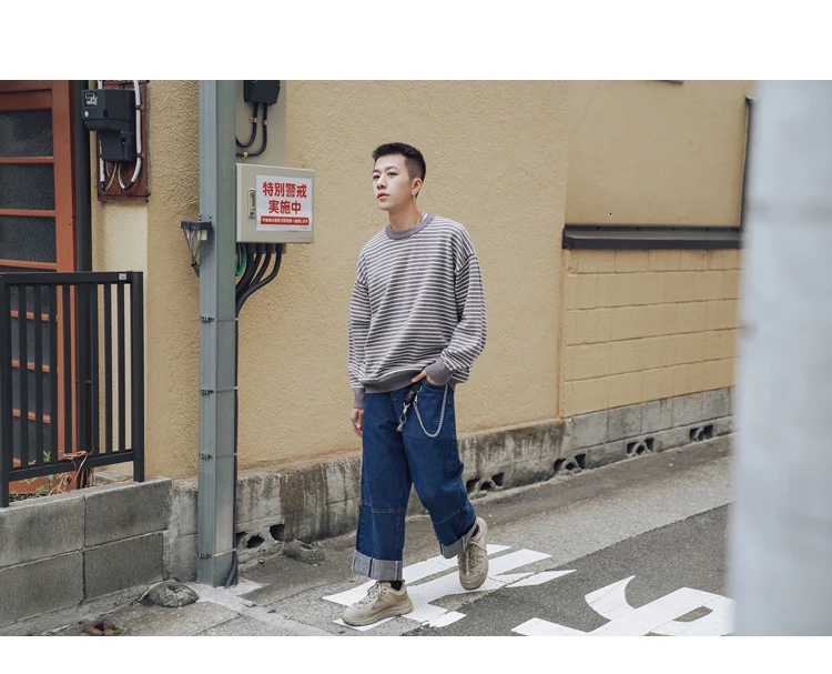 Новинка Осень/Зима для похудения и ленточка на голову с batsleeve свитер Свободный Повседневный круглый воротник; Молодежная мужская одежда