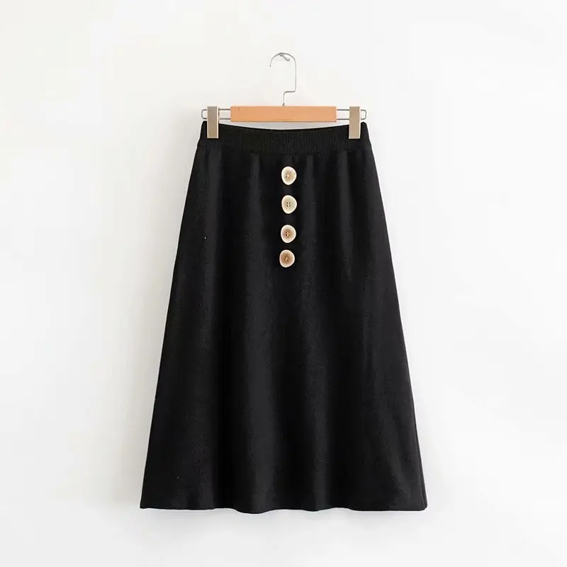 Women Clothes 2019 Women Wear Fashion Design Four Button Swing Skirt Skirt Skirts Womens Skirt Modis Streetwear